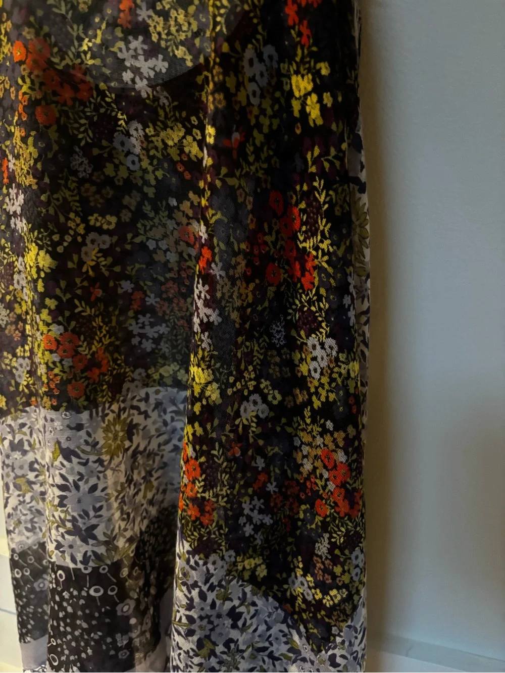 Large floral tassels square scarf